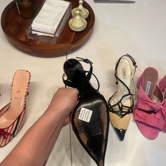 Raffia vintage Prada pointy toe Sling Back Pumps size IT 37.5 - Picture 3 of 3